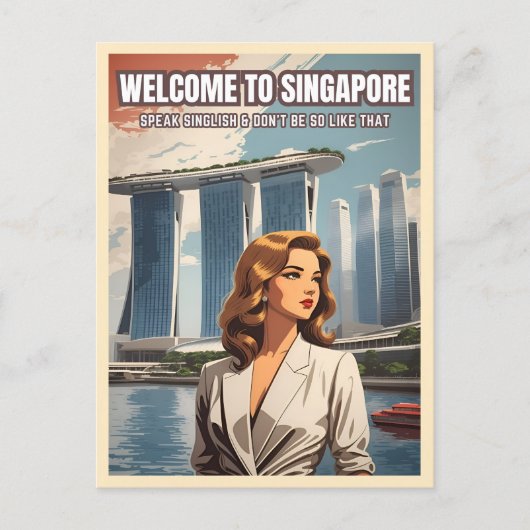 Funny Singapore Travel Singlish Spaß Postkarte (Vorderseite)