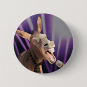 Funny Singing Donkey Farm Animal Lila Background Button (Vorderseite)