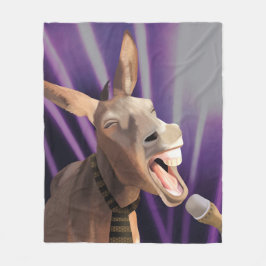Funny Singing Donkey Farm Animal Lila Background Fleecedecke