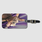 Funny Singing Donkey Farm Animal Lila Background Gepäckanhänger (Vorderseite (Horizontal))