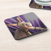 Funny Singing Donkey Farm Animal Lila Background Getränkeuntersetzer (Linke Seite)