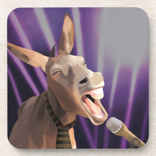 Funny Singing Donkey Farm Animal Lila Background Getränkeuntersetzer (Vorderseite)