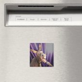 Funny Singing Donkey Farm Animal Lila Background Magnet (In Situ (Geschirrspüler))