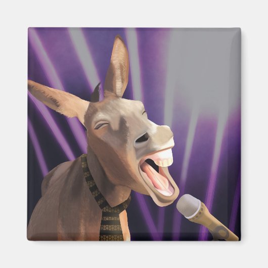 Funny Singing Donkey Farm Animal Lila Background Magnet (Vorne)