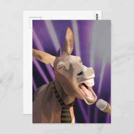 Funny Singing Donkey Farm Animal Lila Background Postkarte