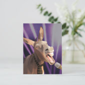 Funny Singing Donkey Farm Animal Lila Background Postkarte (Stehend Vorderseite)