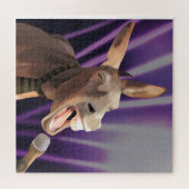 Funny Singing Donkey Farm Animal Lila Background Puzzle (Horizontal)