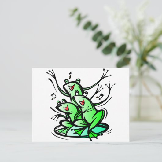 Funny SInging Frogs Postkarte (Stehend Vorderseite)