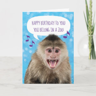 Funny Singing Monkey Birthday Karte