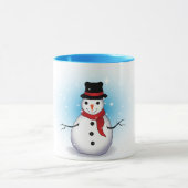 Funny Single Snowman mit Soft Blue Tinge auf WHITE Tasse (Zentrum)