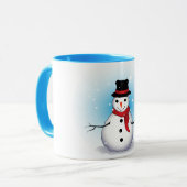 Funny Single Snowman mit Soft Blue Tinge auf WHITE Tasse (Vorderseite Links)