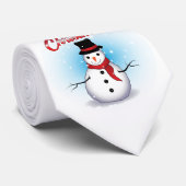 Funny Single Snowman mit Soft Blue Tinge WHITE Krawatte (Gerollt)