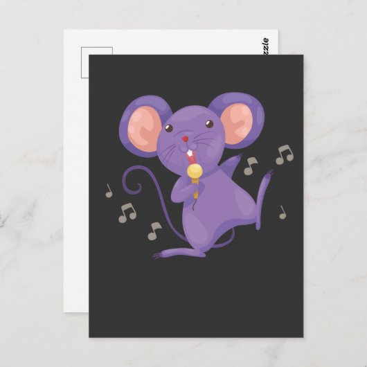 Funny singt Maus Lover Microphone Sängerin Postkarte (Vorne/Hinten)
