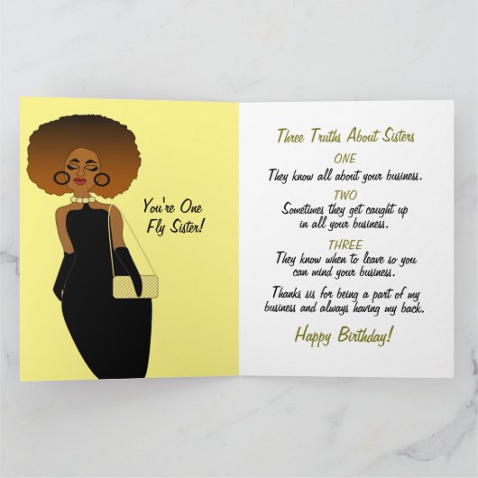 Funny Sister African American Happy Birthday Card Karte (Innenseite)