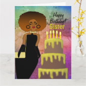 Funny Sister African American Happy Birthday Card Karte (Gelbe Blume)