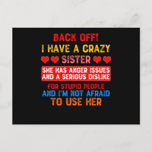 Funny Sister Sprichwort Postkarte (Vorderseite)