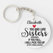 Funny Sister Zitat, wenn Sie Herzenname Foto falle Schlüsselanhänger (Vorderseite)