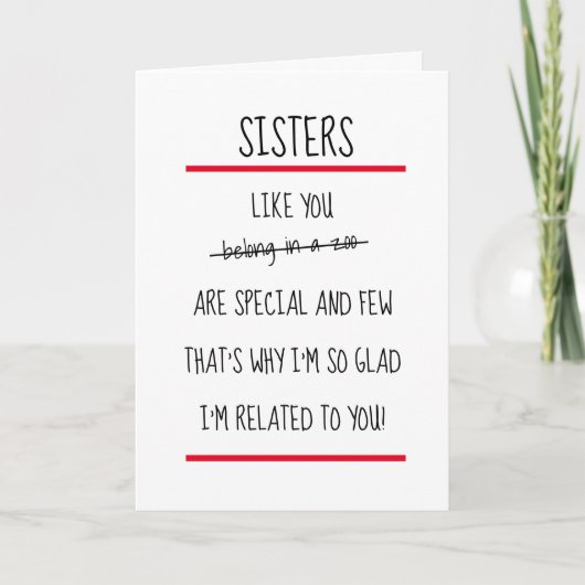 Funny Sisters Cheeky Verse Happy Birthday Card Karte (Vorderseite)