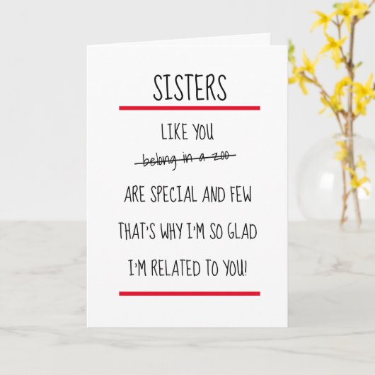 Funny Sisters Cheeky Verse Happy Birthday Card Karte (Gelbe Blume)