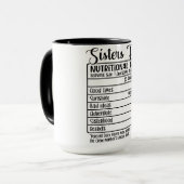 Funny Sisters Trip Nutrition Fakten Tasse (Vorderseite Links)