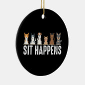 Funny Sit passiert Cool Sitting Hunde Keramik Ornament (Rechts)