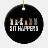 Funny Sit passiert Cool Sitting Hunde Keramik Ornament (Hinten)