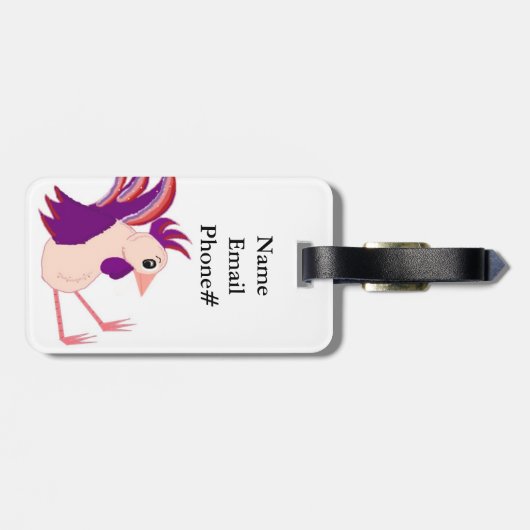 Funny Sitting Rooster Gepäckanhänger (Rückseite horizontal)