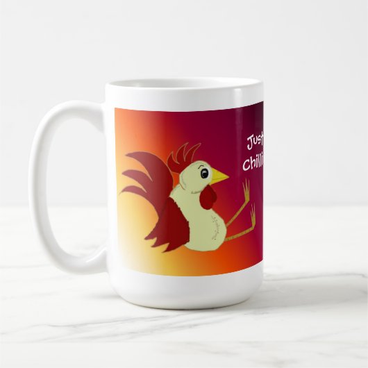 Funny Sitting Rooster Just Chillin' Kaffeetasse (Links)