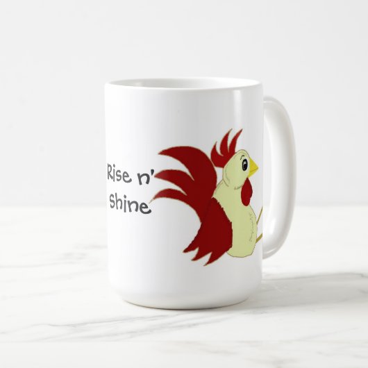 Funny Sitting Rooster Kaffeetasse (VorderseiteRechts)