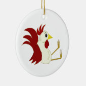 Funny Sitting Rooster Keramikornament (Rechts)