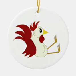 Funny Sitting Rooster Keramikornament