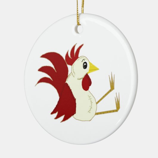 Funny Sitting Rooster Keramikornament (Links)