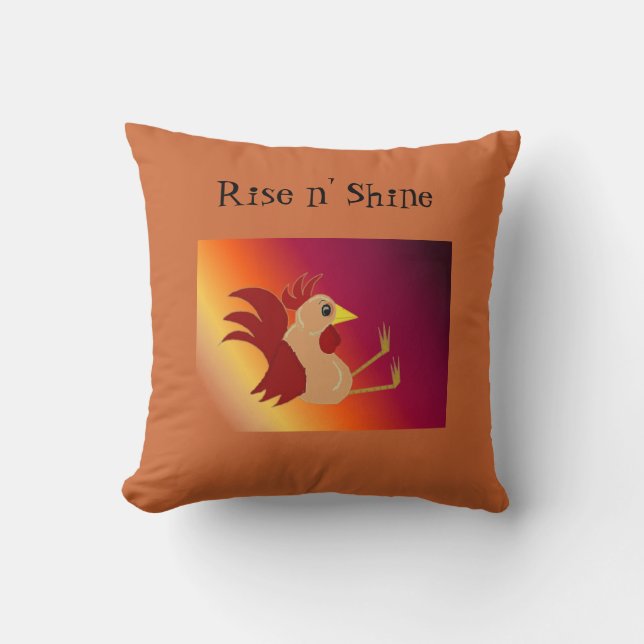 Funny Sitting Rooster - Rise und Shine Kissen (Vorderseite)