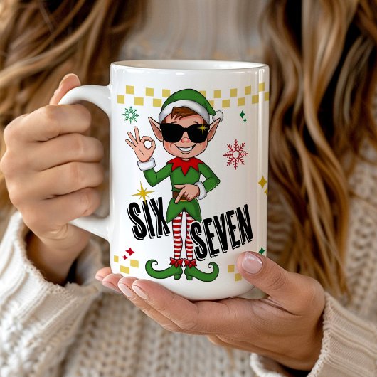 Funny Six Seven 67 6 7 Meme Christmas Elf Holiday Kaffeetasse
