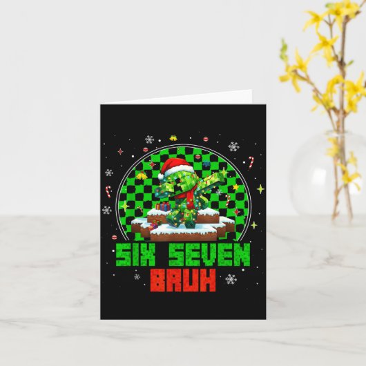 Funny Six Seven 67 Bruh Meme 6 7 Santa Christmas P Karte (Gelbe Blume)