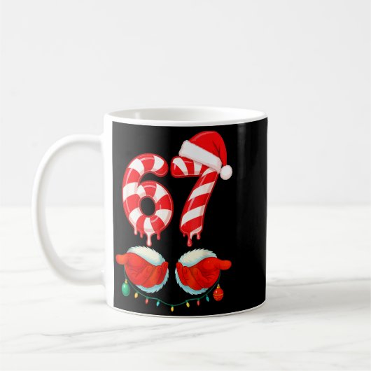Funny Six Seven 67 Christmas Candy Cane Kaffeetasse (Links)