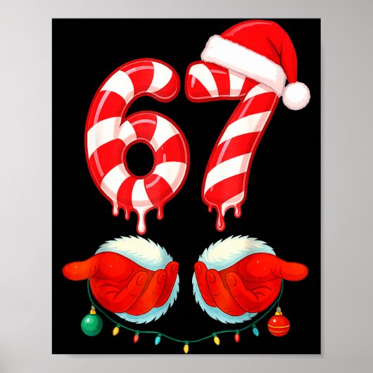 Funny Six Seven 67 Christmas Candy Cane Poster (Vorne)