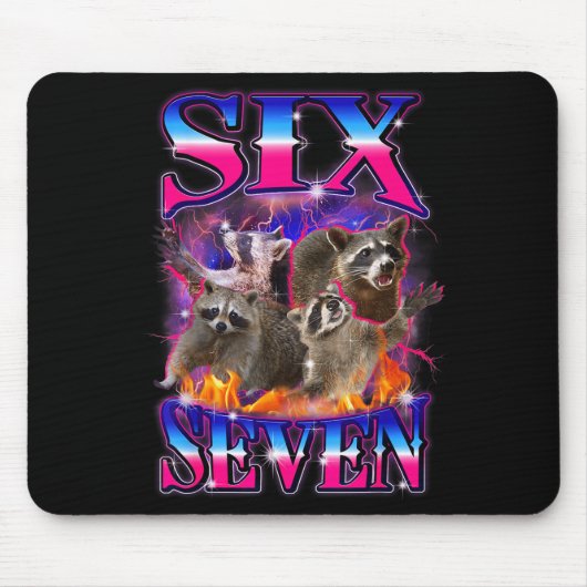 Funny Six Seven 67 Meme 67 Racoon Meme Bootleg Gra Mousepad (Vorne)