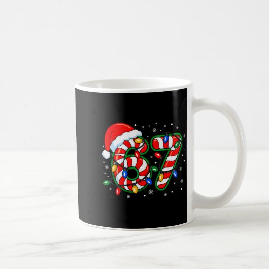 Funny Six Seven 67 Meme 6 7 Christmas Candy Cane B Kaffeetasse (Rechts)