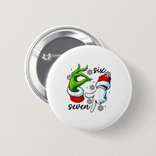 Funny Six Seven 67 Meme 6 7 Christmas Elf Hand Boy Button (Vorne & Hinten)