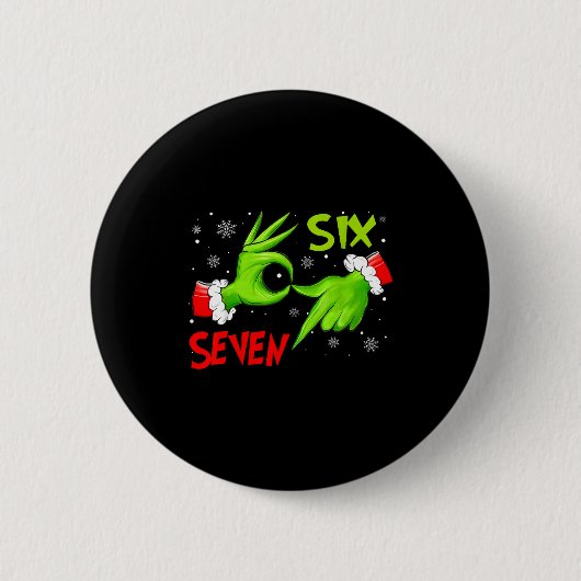 Funny Six Seven 67 Meme 6 7 Christmas Elf Hand Boy Button (Vorderseite)