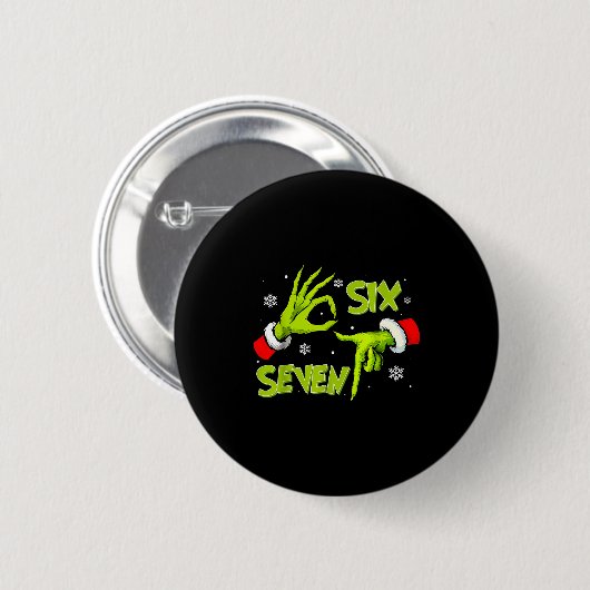 Funny Six Seven 67 Meme 6 7 Christmas Elf Hand Boy Button (Vorne & Hinten)