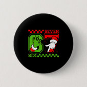 Funny Six Seven 67 Meme 6 7 Christmas Elf Hand Boy Button (Vorderseite)