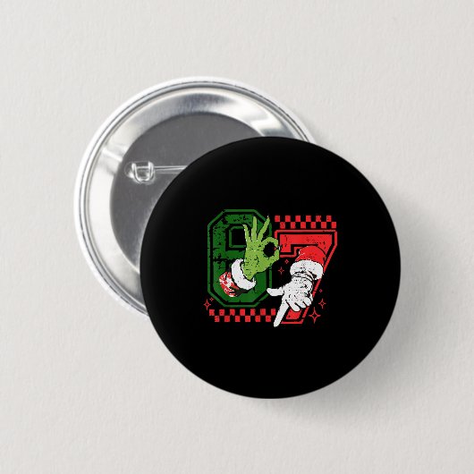 Funny Six Seven 67 Meme 6 7 Christmas Elf Hand Boy Button (Vorne & Hinten)