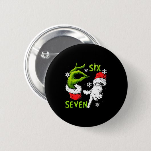 Funny Six Seven 67 Meme 6 7 Christmas Elf Hand Boy Button (Vorne & Hinten)