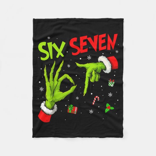 Funny Six Seven 67 Meme 6 7 Christmas Elf Hand Boy Fleecedecke (Vorderseite)