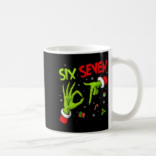 Funny Six Seven 67 Meme 6 7 Christmas Elf Hand Boy Kaffeetasse (Rechts)