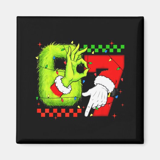 Funny Six Seven 67 Meme 6 7 Christmas Elf Hand Boy Magnet (Vorne)