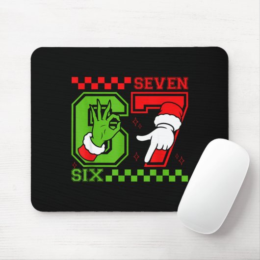 Funny Six Seven 67 Meme 6 7 Christmas Elf Hand Boy Mousepad (Mit Mouse)