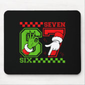 Funny Six Seven 67 Meme 6 7 Christmas Elf Hand Boy Mousepad (Vorne)